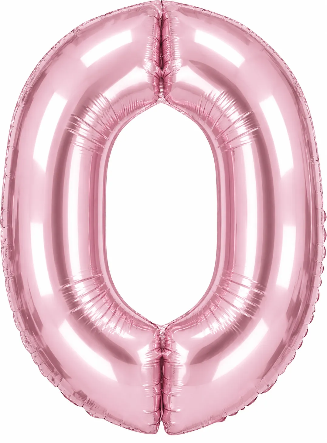 Light Pink Number 0 Foil Balloon — 34 in (86.36 cm) range (approximately 33.86 in (86 cm)); dimensions vary by number and inflation